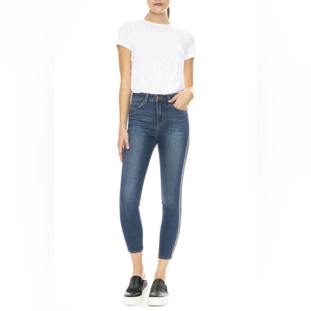 L’agence Margot Racer Stripe High Rise Ankle Skinny Neptune 25 - Picture 2 of 8